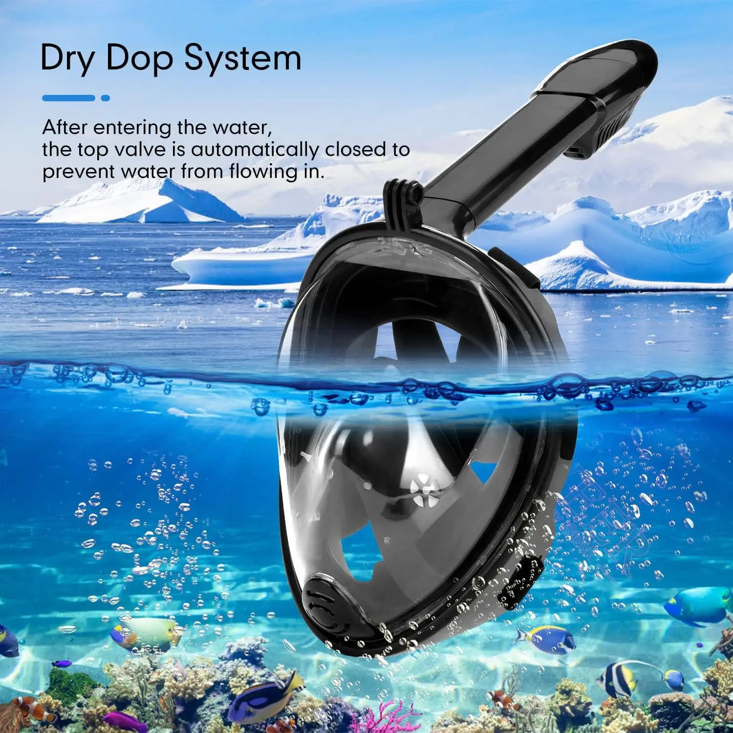 

Snorkeling Mask with Removable Camera Mount Kids Anti-fog Goggles Full Dry Scuba Diving Rebreather Professional Swimming Gear