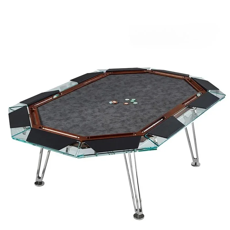 Light luxury tempered glass Texas poker table chess and card table clubhouse club chip table