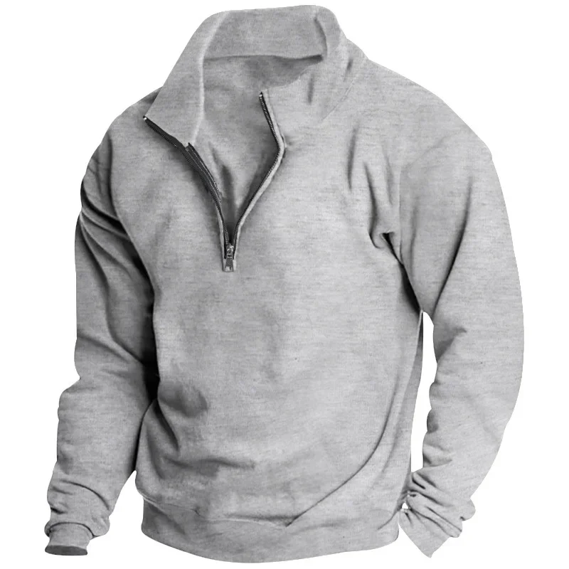 

Men's Fleece Hoodie Half Zip Stand Collar Long Sleeve Winter Autumn New Warm Jacket Trendy Loose Fit Casual Sweatshirt
