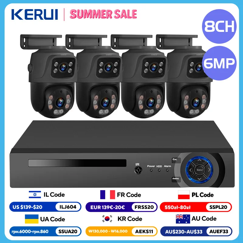 

KERUI 8CH 6MP HD POE Home Security Camera System Dual Lens Outdoor IP Camera Video Surveillance NVR Kit CCTV Human Detection