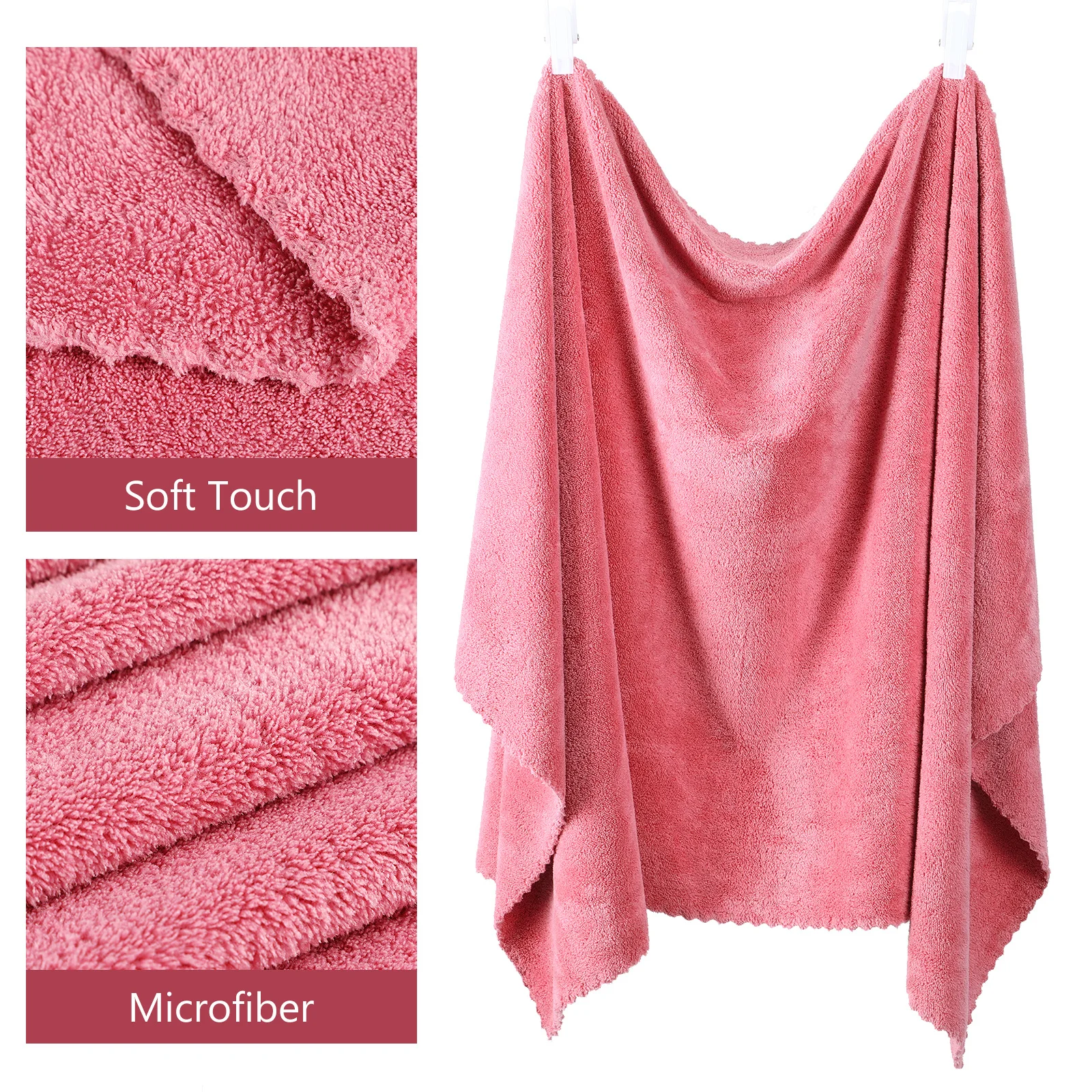 

5Pcs Pure Color Border Bath Towels Soft Thick Absorbent Large Bathroom Towels Set for Home Travel Spa Microfiber Hair Towel