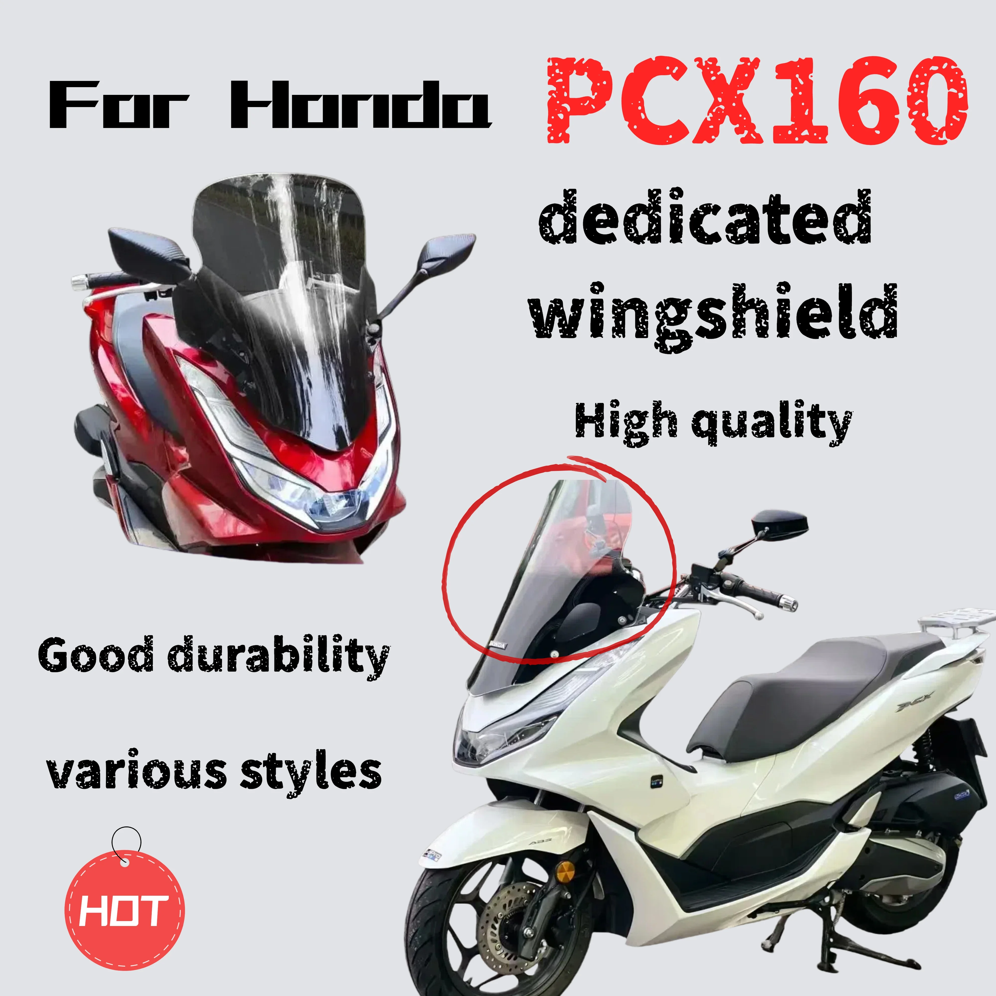 For Honda PCX160 modified windshield accessories windshield mirror chest protector, HD transparent heightened