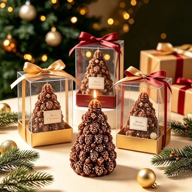 Cross-Border Pinecone Christmas Tree Scented Candle Mold Christmas Pinecone Plaster Ornament Molds Handmade Soap Making Mould