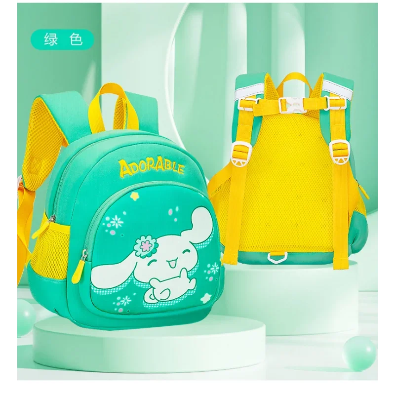 Sanrio Kulomi-mochila escolar con dibujos animados para niños, morral de gran capacidad con diseño de perro Yugui, empalme simple, color contrastante