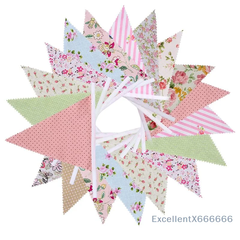 12M/40Ft Reusable Triangle Bunting Flags Vibrant Color Hanging Decor for Birthday Wedding Holiday