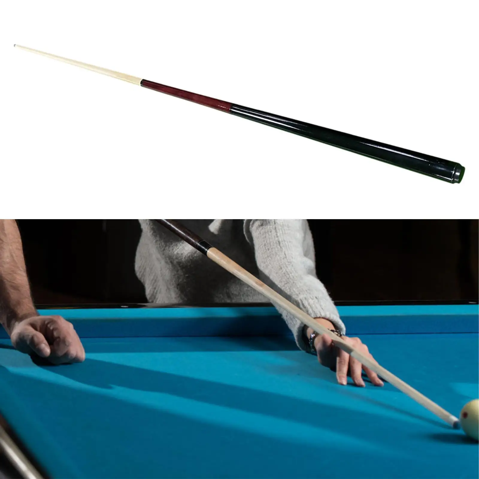 

Бильярдный кий, дырокол, наконечник 14 мм, 57,1 дюйма, сегментированный деревянный бильярдный кий для тренировок, игровой кий для бассейна, бара, начинающих