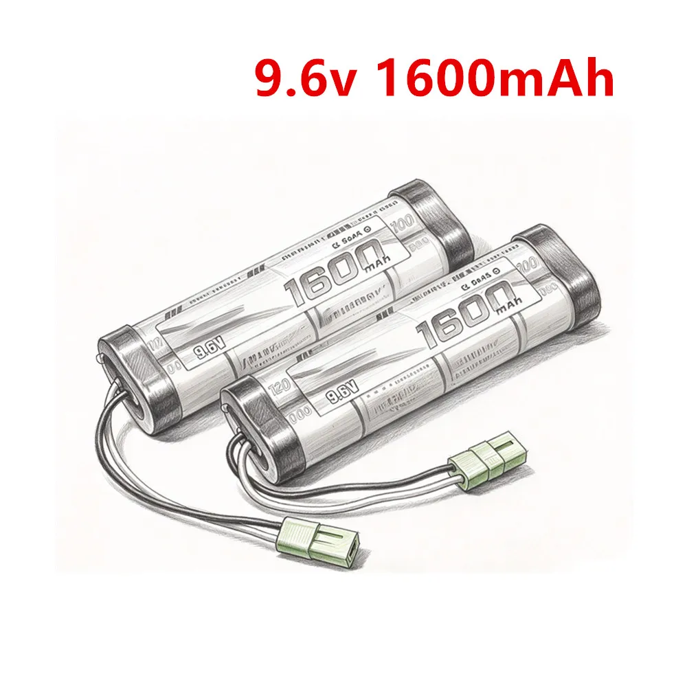 9.6V 1600mAh NiMH 8S 2/3A Flat Battery Pack and Charger for Airsoft Guns Mini AK series or modified AEG's 9.6v Battery Tamiya