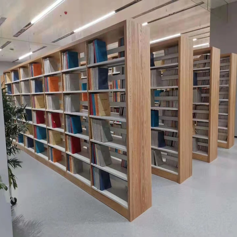 

Modern Single Column Double-Sided Bookshelf/Shelf Metal Wood Library Furniture for School Office Hospital Bookstore Iron