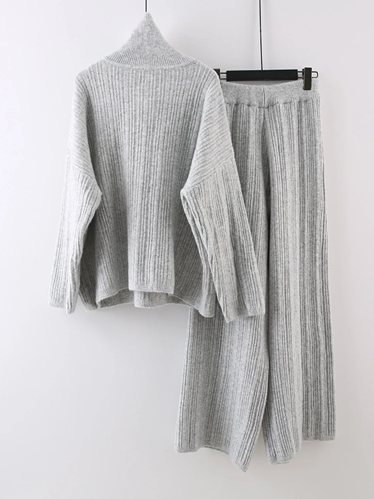 سراويل نسائية بخصر مرتفع بساق واسعة ، سترات بأكمام طويلة ، ياقة قائمة ، خمر ، كاجوال ، جديد ، خريف #3