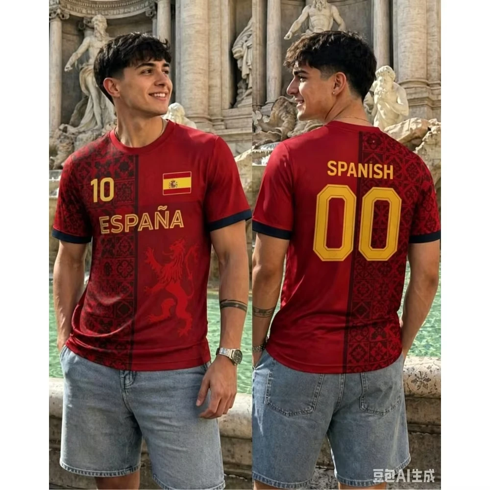 Spain Soccer Jersey 2026, Youth Football Shirt for Boys and Girls, Spain Soccer Jersey for Kids/Adults Game Day Gift