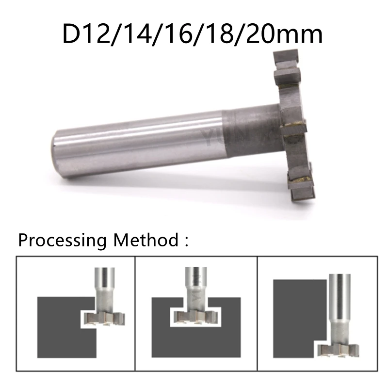 

T-slot Milling Cutter Diameter12/14/16/18/20mm YG Alloy Insert Cutter CNC Machine Slot Tool For Processing Metals