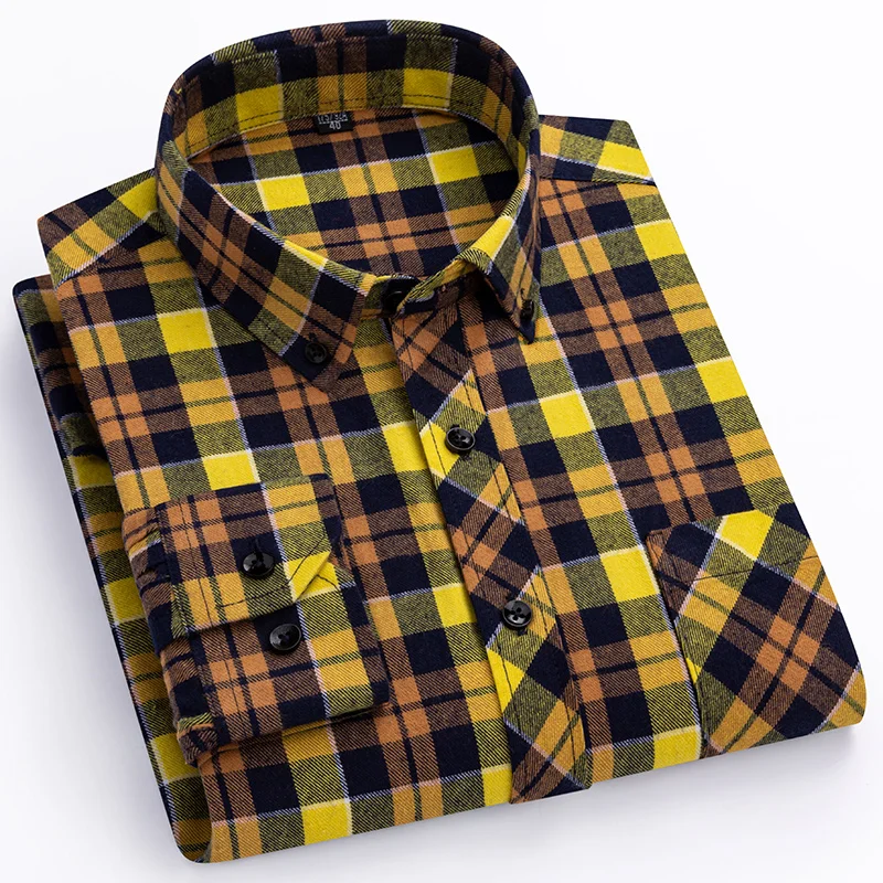 Camisa de manga larga para hombre, Camisa lisa ajustada, 100% algodón, con un solo bolsillo, talla grande, novedad