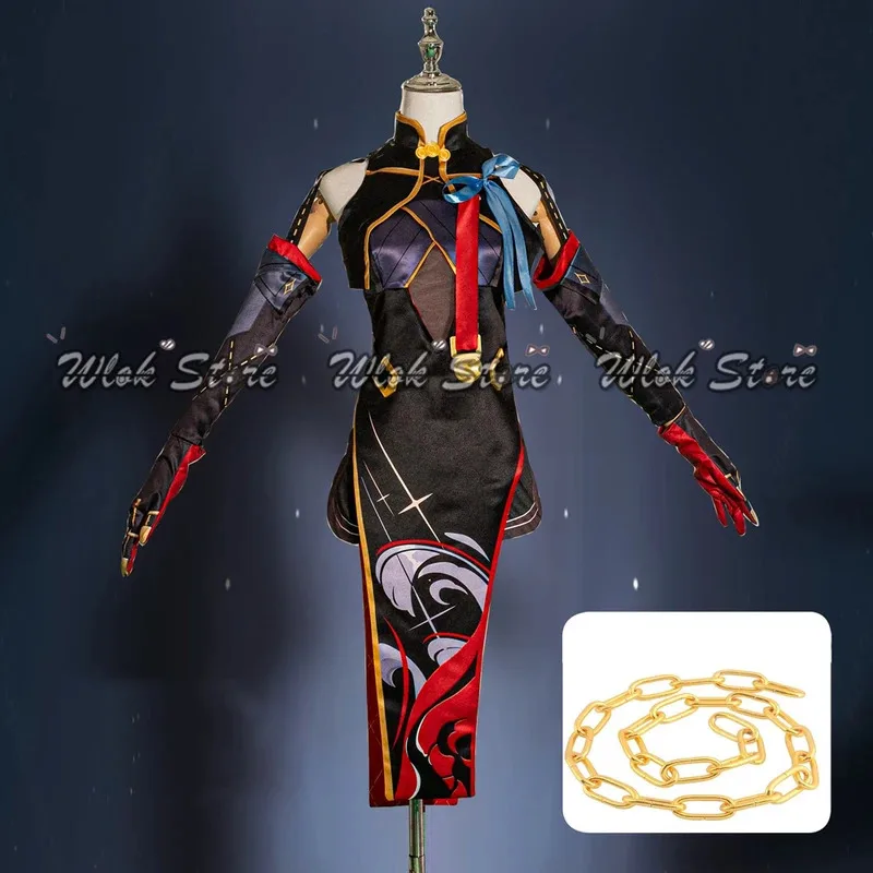 

20151123 Game Wuthering Waves Yinlin Cosplay Costume Wig Chi-pao Dress Earring Headwear Women Halloween Party Carnival Outfit R