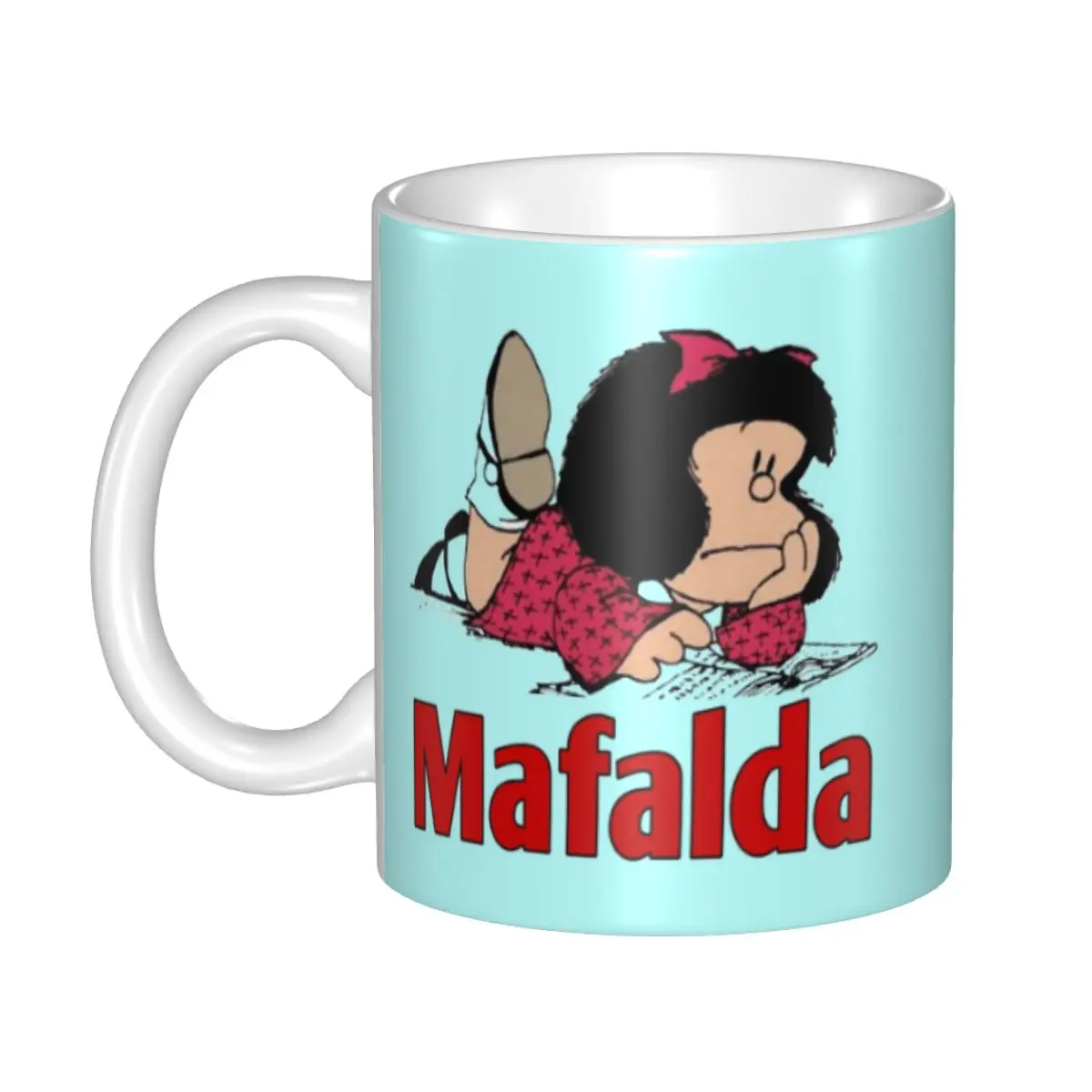 Mafalda Bicycle  Wheels Mugs Customized Quino Manga Cartoon Ceramic Coffee Mug Cup Creative Gift