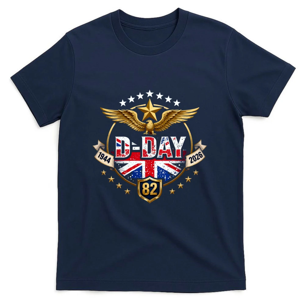 Normandy Landings D-Day 82nd Anniversary Circular Badge T Shirt Men Clothes Cotton Short-sleeved T-shirt Y2K Oversized O-neck