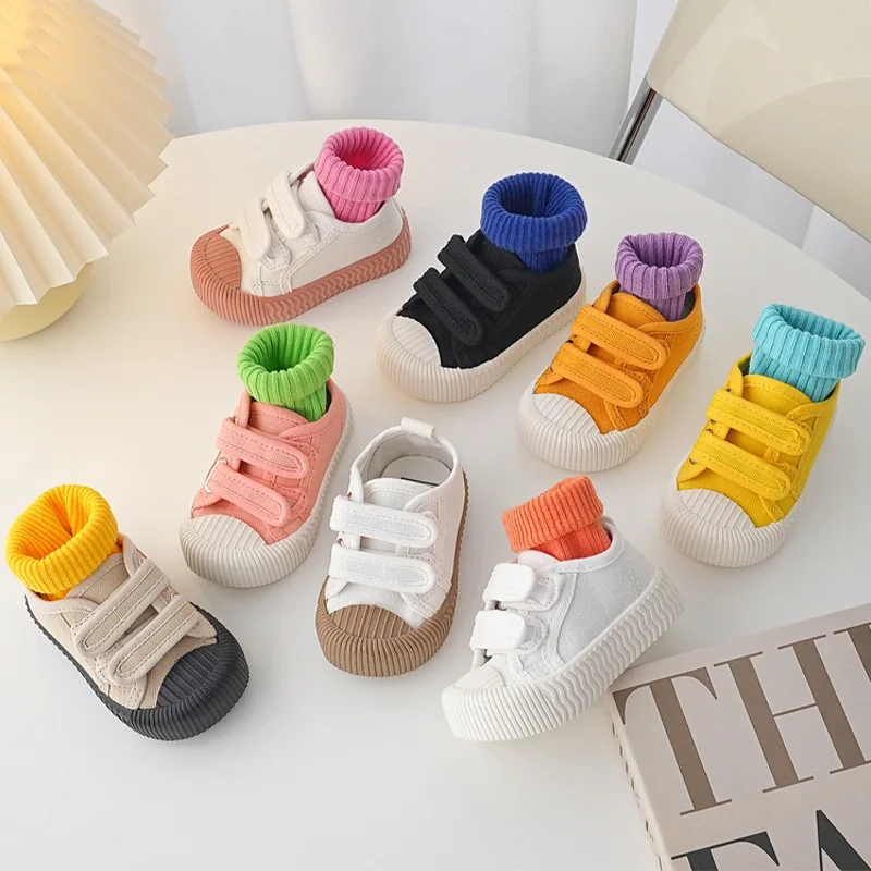 Children Canvas Shoes Toddler Infant Boys Sneakers Girls Candy Color Casual Shoes Baby Kids Breathable Leisure Shoes Soft