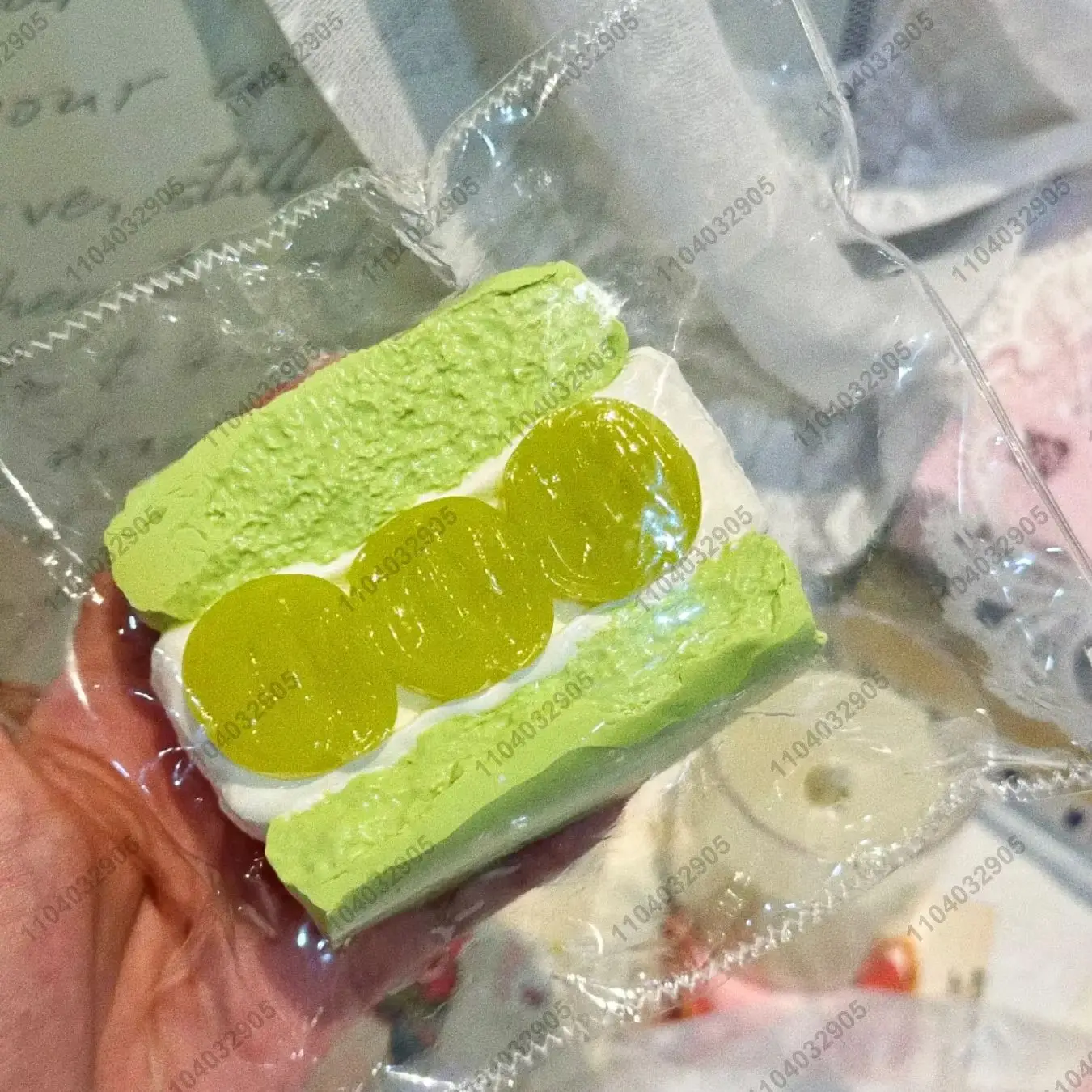 Green Grape Sandwich Cake Roll Taba Squishy Strawberry Cream Swiss Roll Squeeze Toy Mochi Toy Stress Release Hand Relax Toy