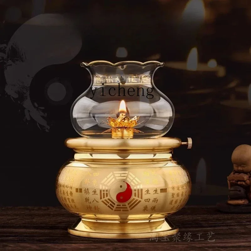 FJ-12 Pure Copper Gossip Lotus Offering Buddha Ghee Cup Xiantangkou God Of Wealth Liquid Windproof Buddha Front Changming Cup
