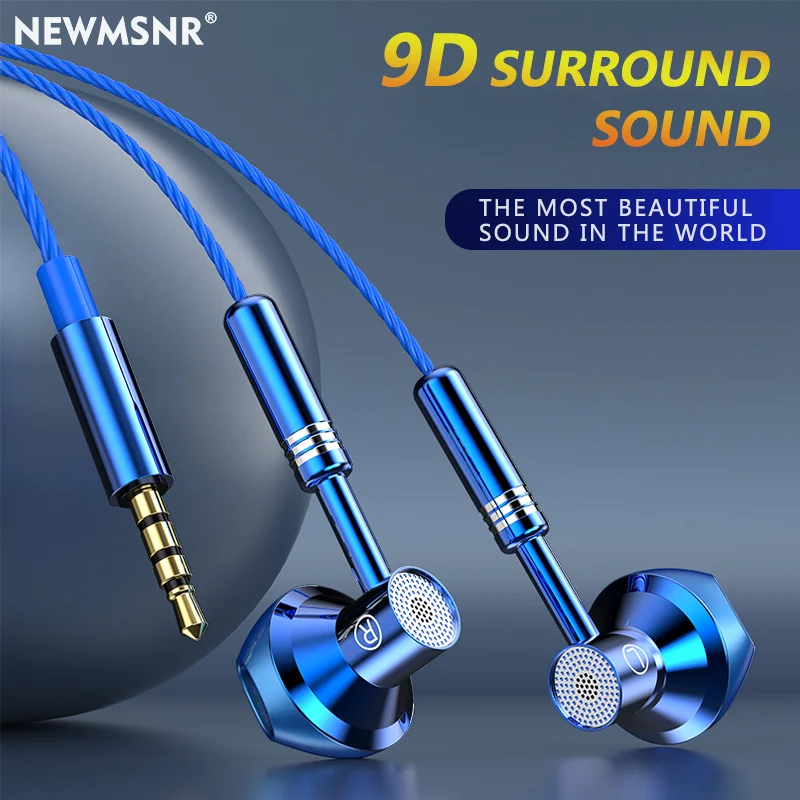 TWS 9D Stereo Earphones Gamer Headsets In-ear Type C&3.5mm Wired Headphones HiFi Bass Earphones for Samsung Earbuds With HD Mic