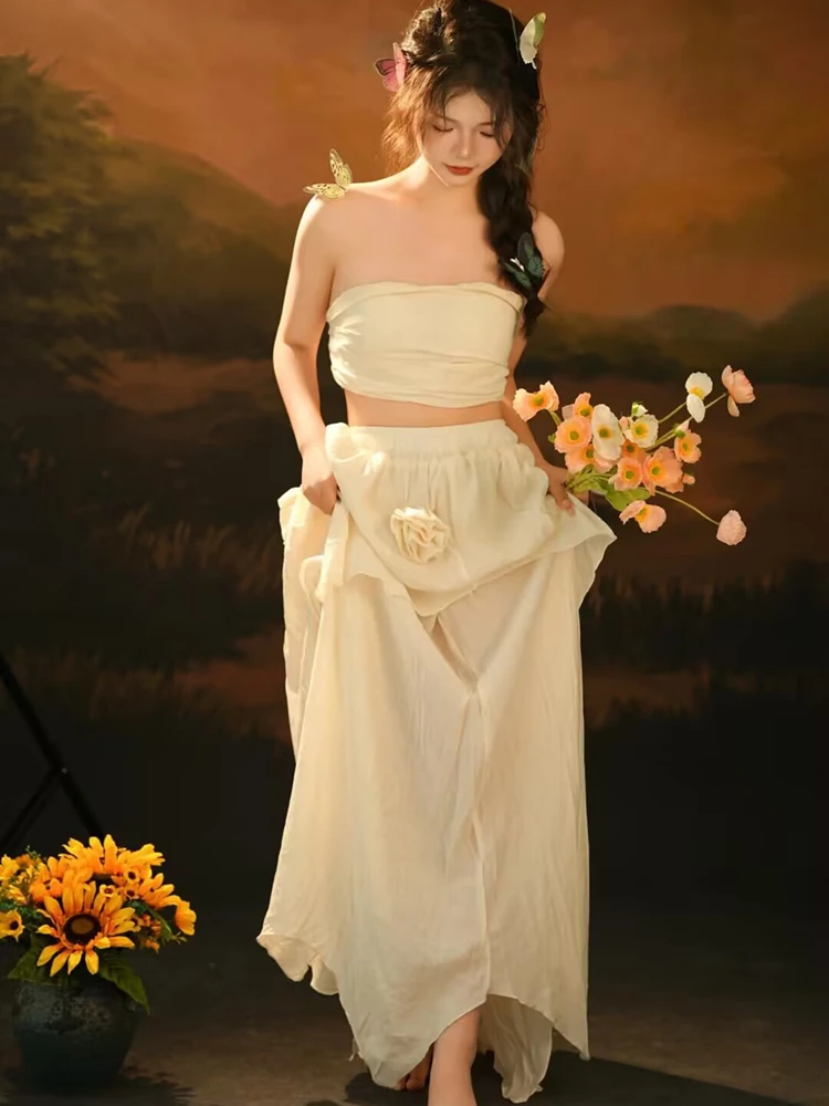 

Retro Oil Painting Style Flower Skirt Photography Costume Pure Desire Art Studio Photo Shoot Women's Fashion Dress