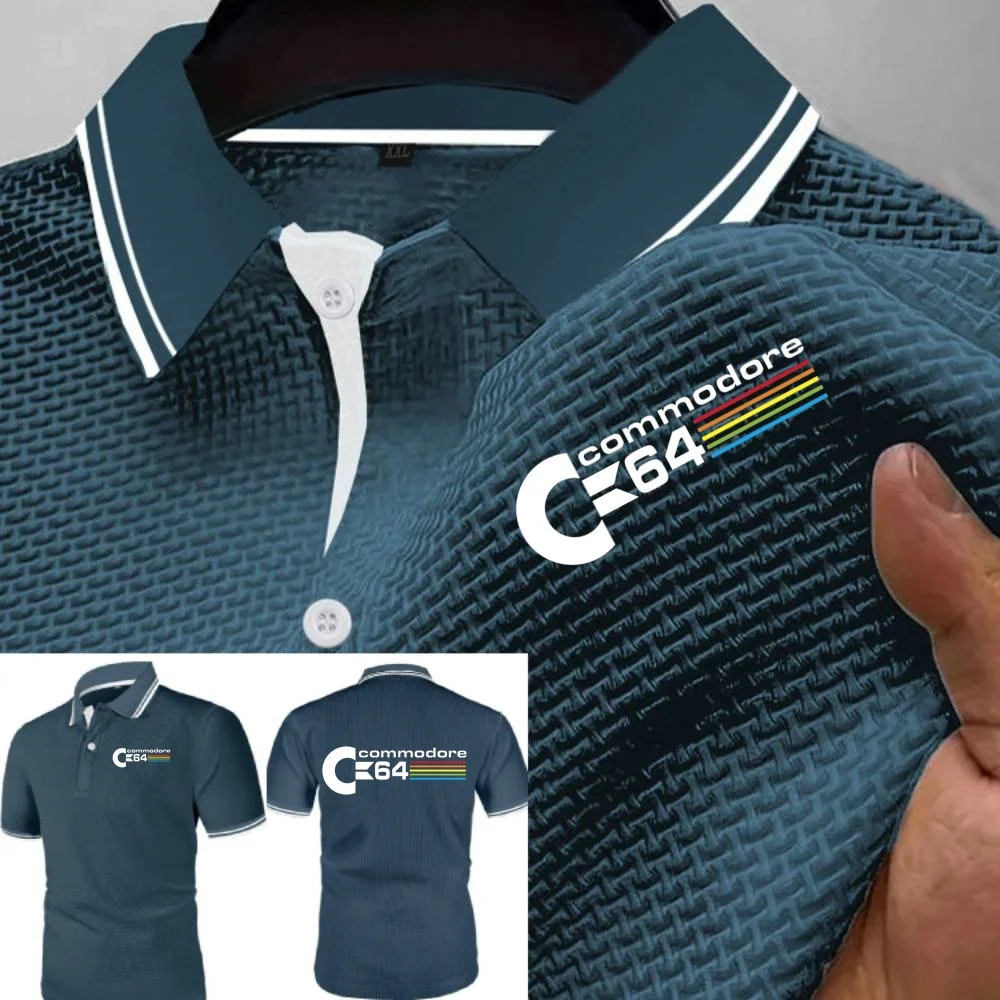 Polos para hombre, nueva camiseta Commodore 64 de verano de seda helada, camisetas suaves de malla ajustadas, camiseta para hombre, camiseta POLOS para vacaciones