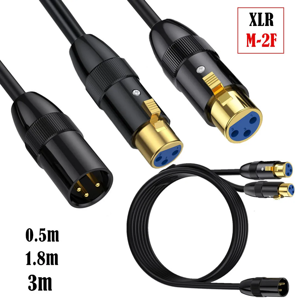 XLR 3P Splitter Cable, XLR Male to Dual XLR Female Y-Splitter 3Pin Balanced Microphone Cable (XLR-M to Two XLR-F)