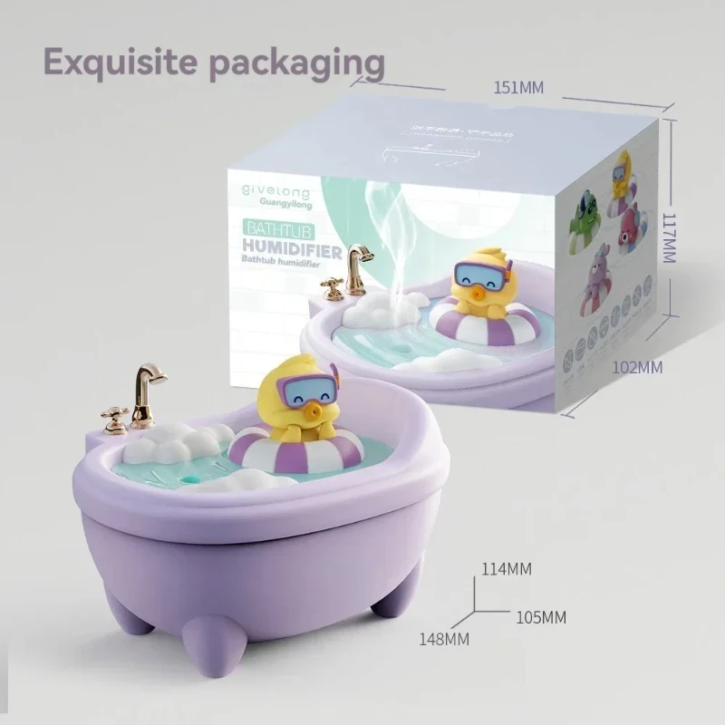 Nette Badewanne Luftbefeuchter Sieben-Farben Umgebungs Licht Zerstäubt Tragbare Luftbefeuchter Auto Hydrator Desktop Spray Luftbefeuchter