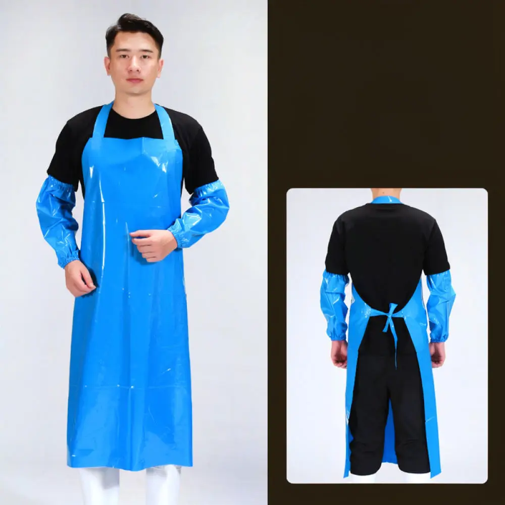 Professional Kitchen Apron With Matching Sleeves Oilproof Waterproof Bib For Cooking Chef Food Factory Worker Cleaning