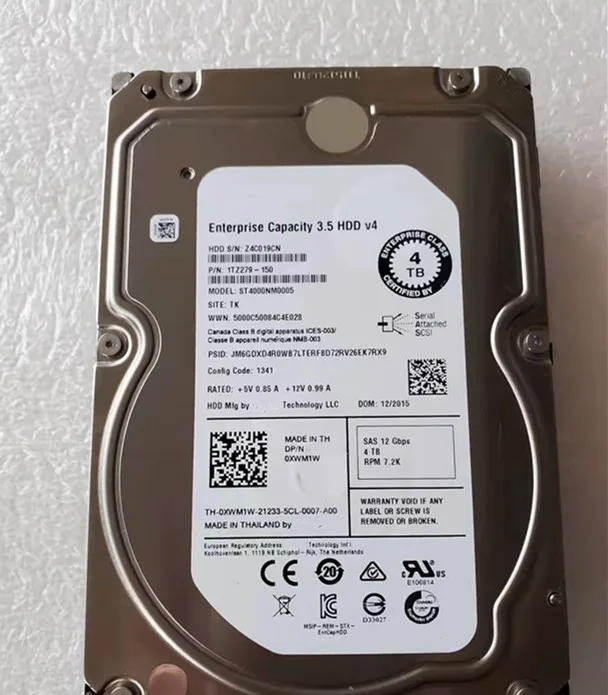 0XWM1W XWM1W  ST4000NM0005 4T SAS 3.5'  7.2k 12Gb servers hard drive hdd