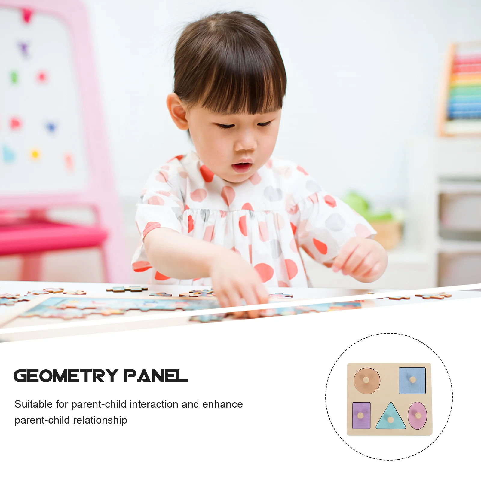 1 Satz 1 Satz geometrischer Formen-Puzzle aus farbigem Holz, passendes Spielzeug für Kinder, Gehirnentwicklung, frühes Lernen, Familie