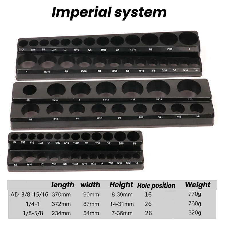 Magnetic Socket Organizers 1/4 3/8 1/2 Portable Socket Clip Rail Holder Professional Quality Sleeve Tools Organizer