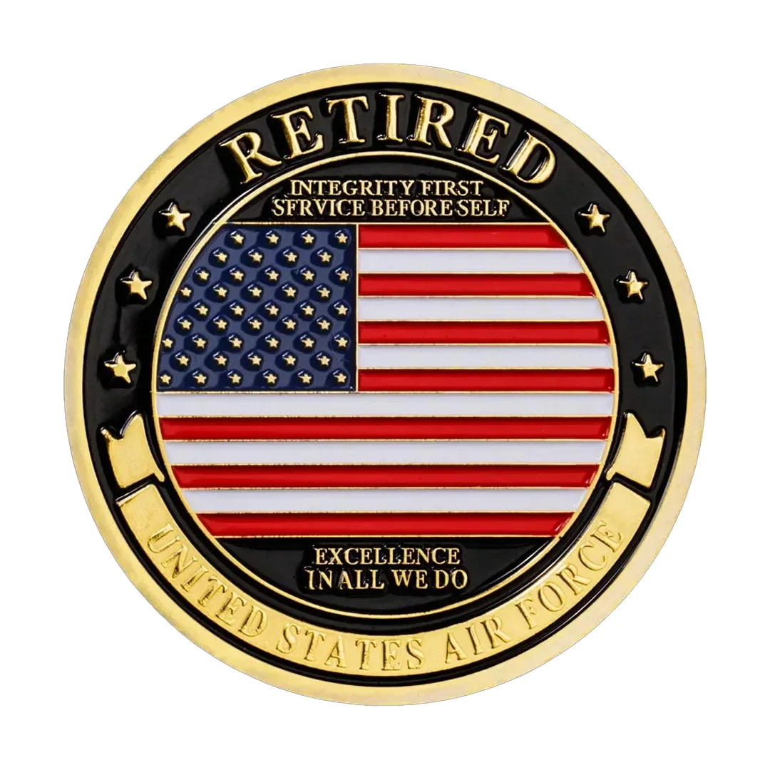 United States Air Force Gold Plated Commemorative Coins with American Flag Souvenirs Coin Home Decoration
