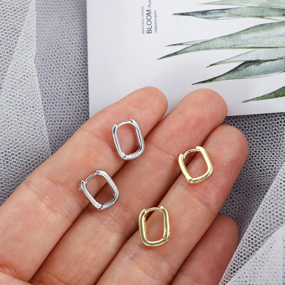 Minimalist Vintage Women Men Circle U Shape Silver Plated Fashion Jewelry Gift Hoop Earrings Huggie Earrings Ear Clips