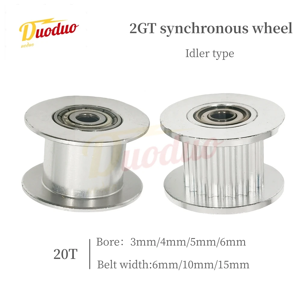 Części do drukarek 3D GT2 2GT Koło pasowe rozrządu Srebrne 20 zębów AF Typ Otwór 3/4/5/6mm Do paska o szerokości 6/10mm, 2GT Idler 20T