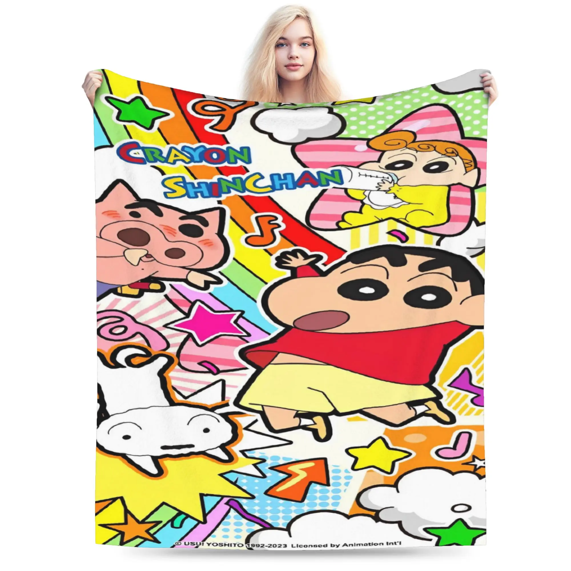 Crayon Shin-chan Kawaii Flannel Blanket Winter  Super Warm Bedding Throws for Kids Adult Bedroom Bedspread Sofa Bed Cover