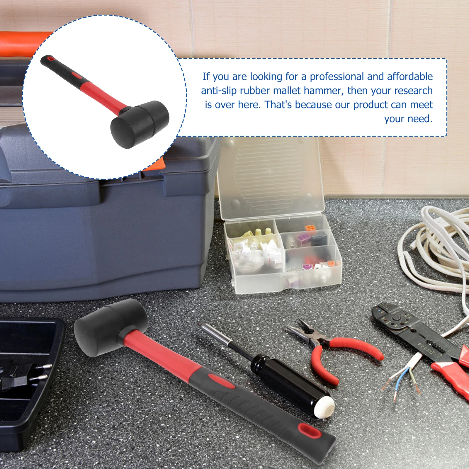 

Rubber Hammer 24 Oz Double Faced for Home Decoration Tools Jewelry Flooring Installation High Quality Fiber H
