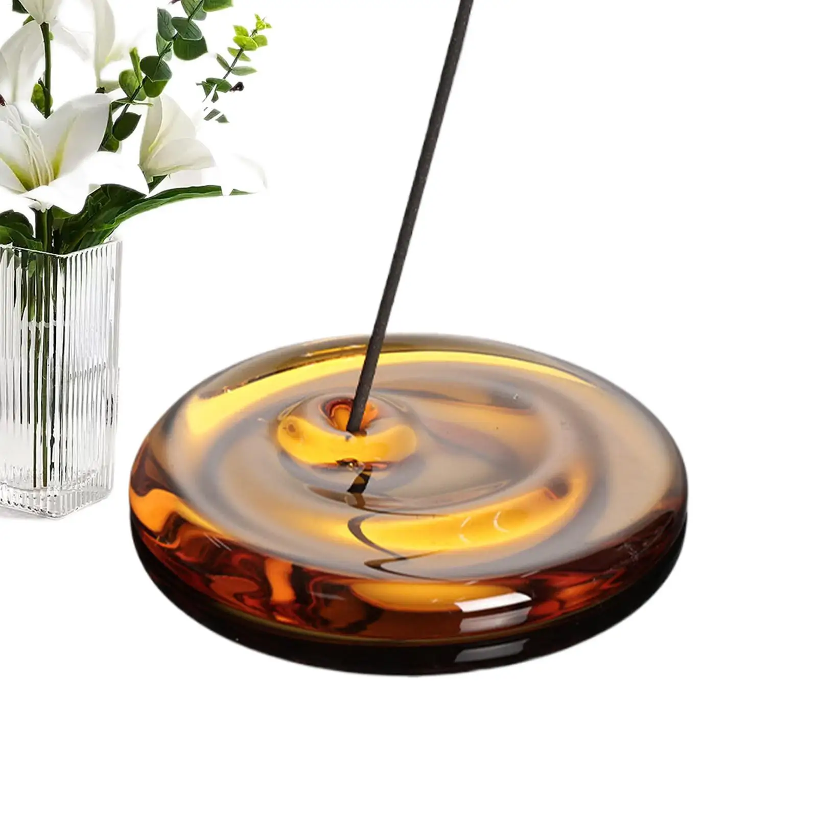 New Glass Incense Holder Heat Resistant Stick Burner For Meditation Yoga Zen Desk Decor Home Office Shelf Aesthetic Ash Catcher
