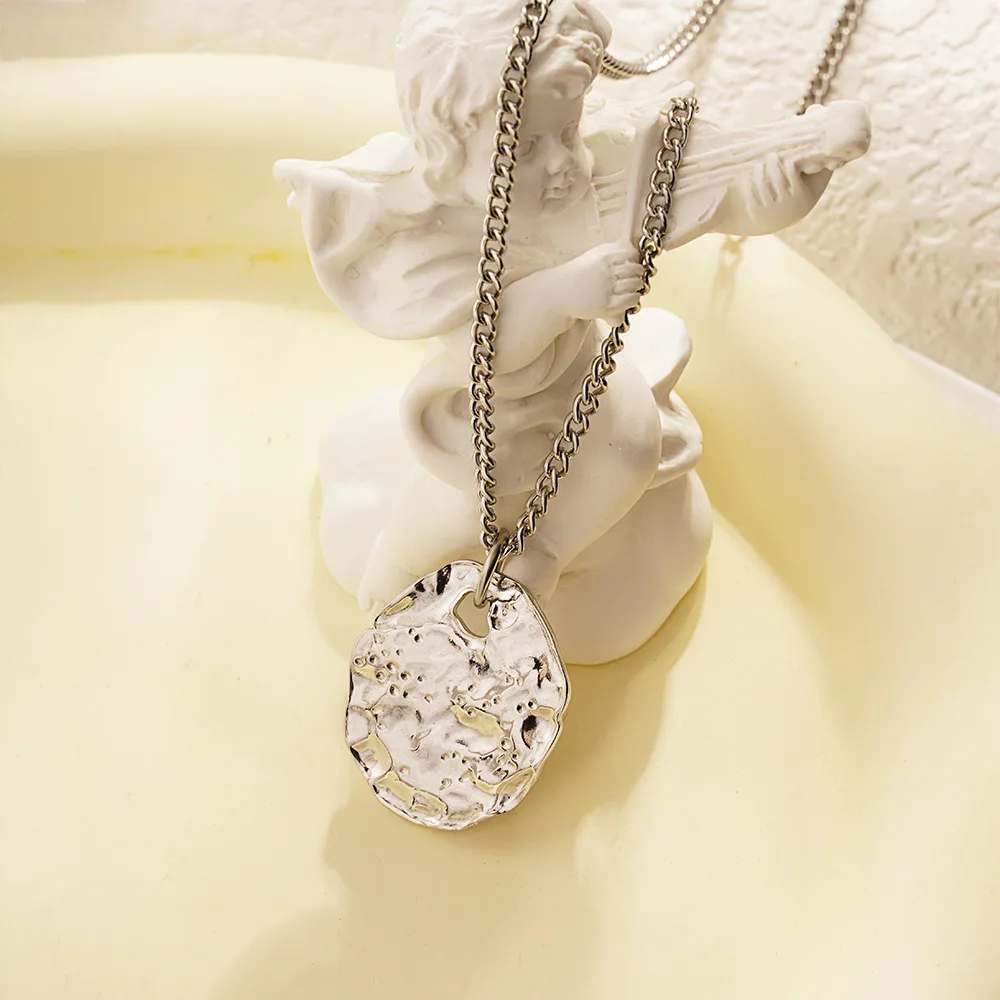 Stainless Steel Irregular Geometric Pendant Necklace Fashion Statement Jewelry Gift for Her
