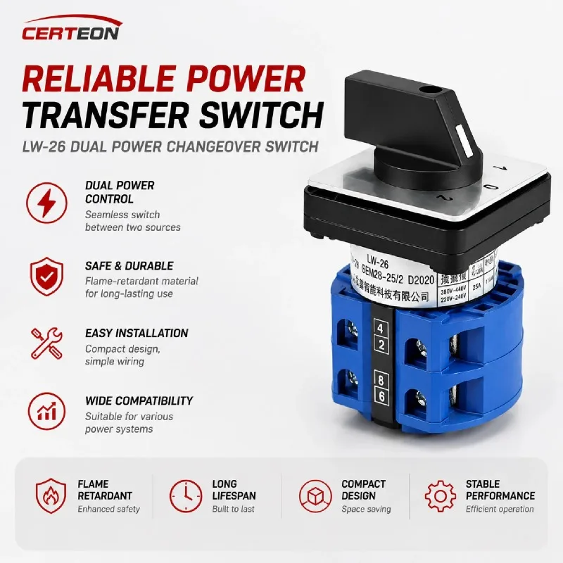 LW26-25 Transfer Switch BEM28-25 Three-speed Dual Power Supply Switching Motor Forward and Reverse Rotation on And Off