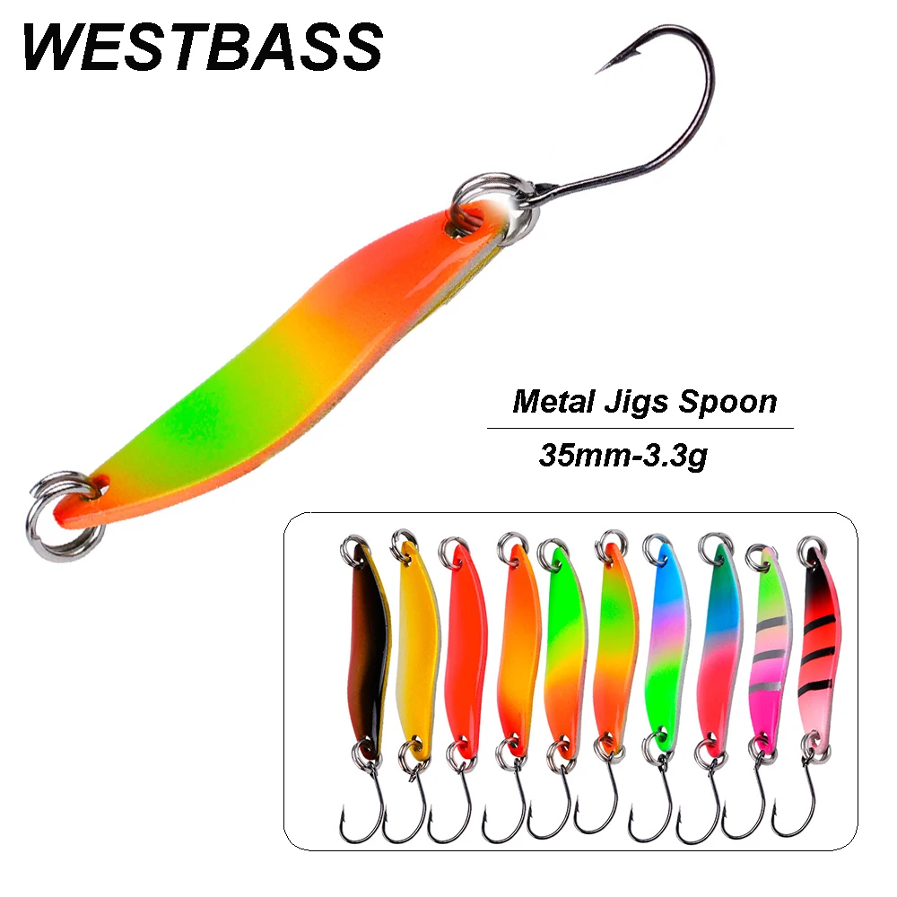 WESTBASS-Isca Micro Colher Isca De Pesca, Metal Jigs Wobbler, Rainbow Spinner, 35mm-3.3g, 1Pc