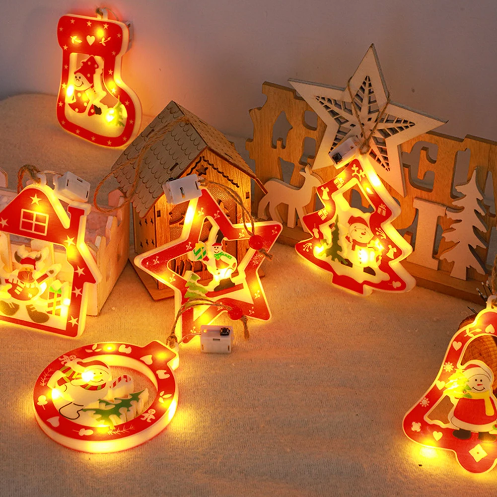 Christmas Decoration Window Light Hanging Ornaments Battery Christmas Window Lighted Decorations For New Year Decoration