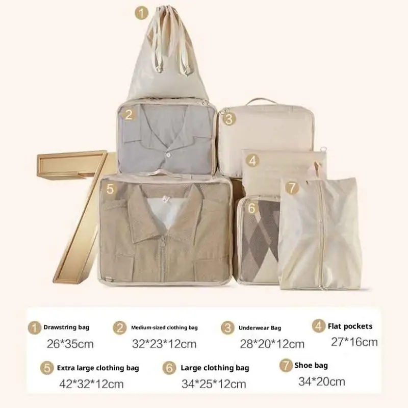 7 قطعة/المجموعة السفر حقيبة التخزين مجموعة السفر صندوق تخزين ملابس حقيبة الأمتعة المنظم أكياس أدوات الزينة الأحذية الملابس الداخلية فرز حقيبة
