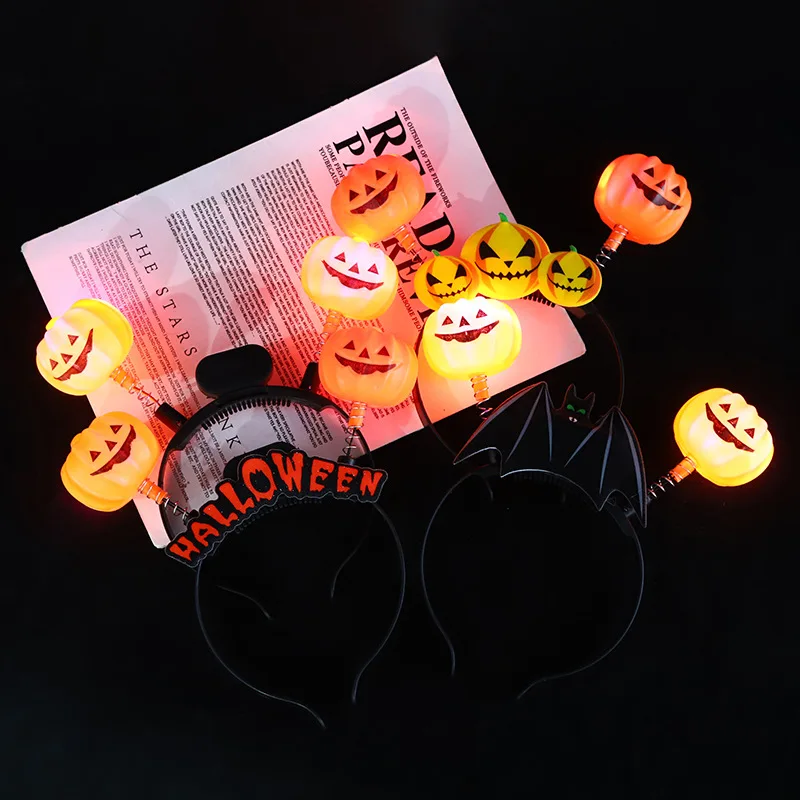 15pcs Pumpkin Light Up Headband Girl Gifts Party Bar LED Black Bat Cosplay Luminous  Costumes    navidad  Halloween