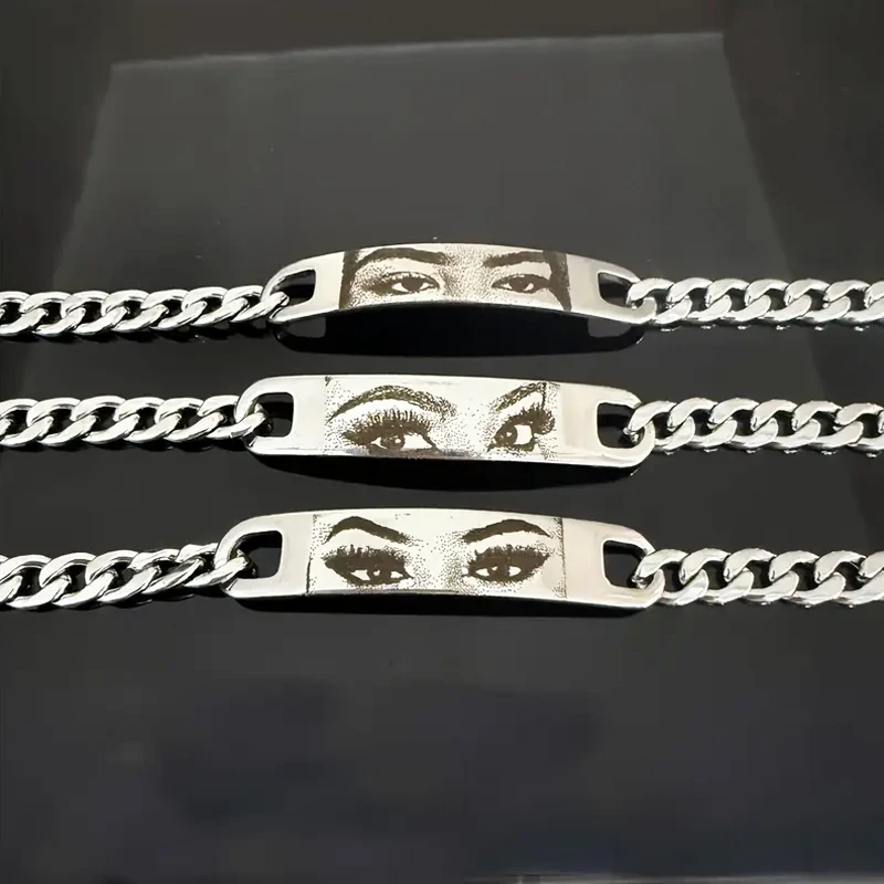 مخصص نقش العين صورة سوار الكوبي ربط سوار للرجال النساء الأزواج الذكرى مجوهرات شخصية هدية عيد ميلاد