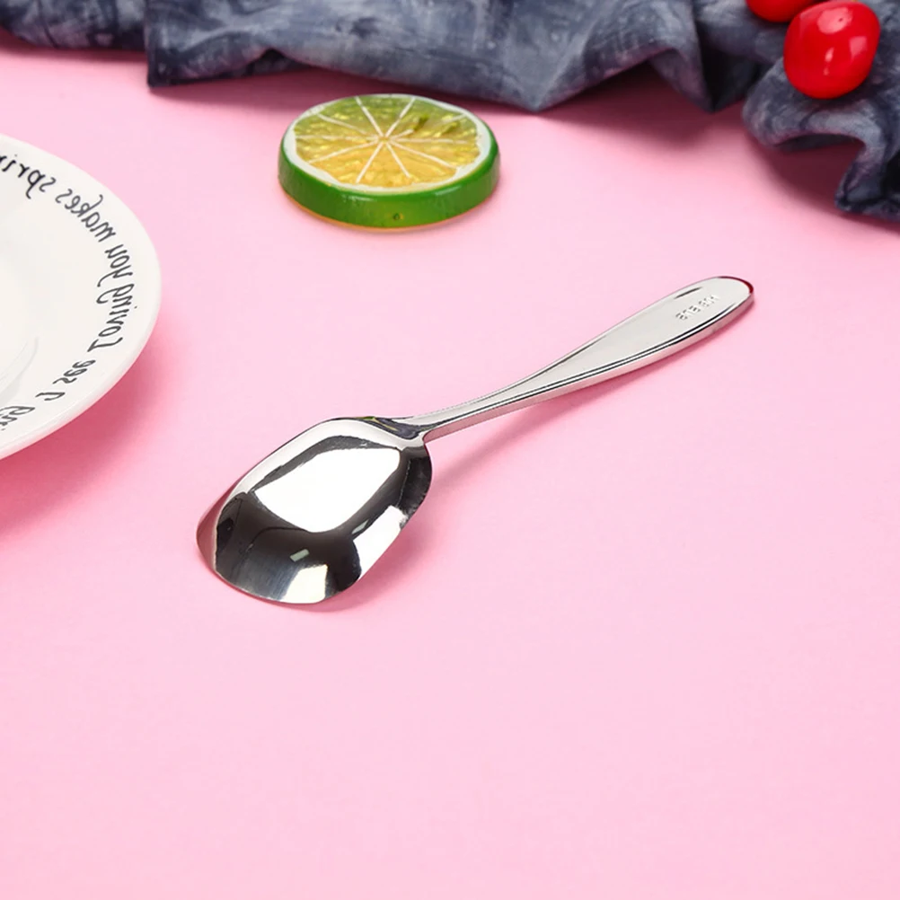 

Утолщенная ложка для супа из нержавеющей стали 304, стальная кофейная десертная ложка с плоским дном в западном стиле