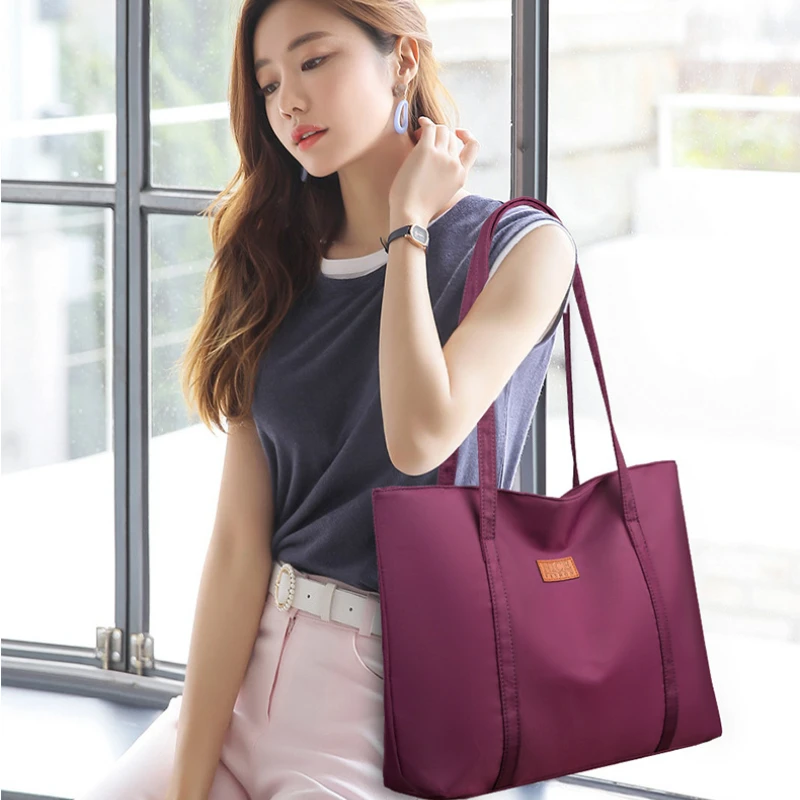 TRAVEASY 2024 Casual Oxford Large Capacity Vintage Tote Bags for Women Fashion Solid Color Thread Female Shoulder Bags Hand Bags