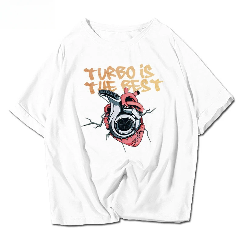 

2025 New Men's 100% Pure Cotton Print Japanese Style HellaFlush T-shirt Trendy Brand Round Neck Leisure Tees Top Unisex