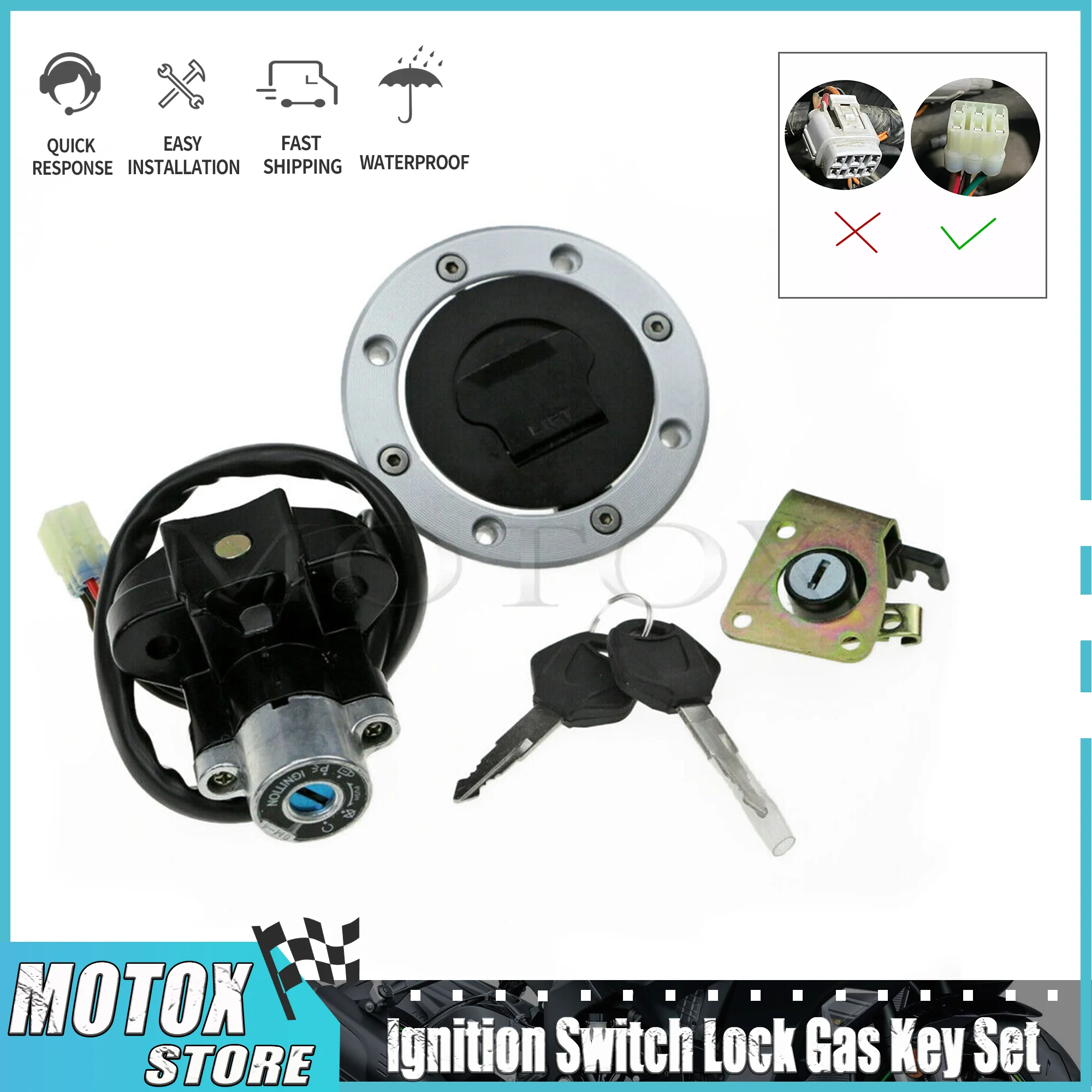 Fit For GSX-R 600/750/1000 GSX1200/1400 SV650 DL650/1000 TL1000R/S GSX600/750 Ignition Switch Lock Fuel Gas Cap Cover Keys Seat