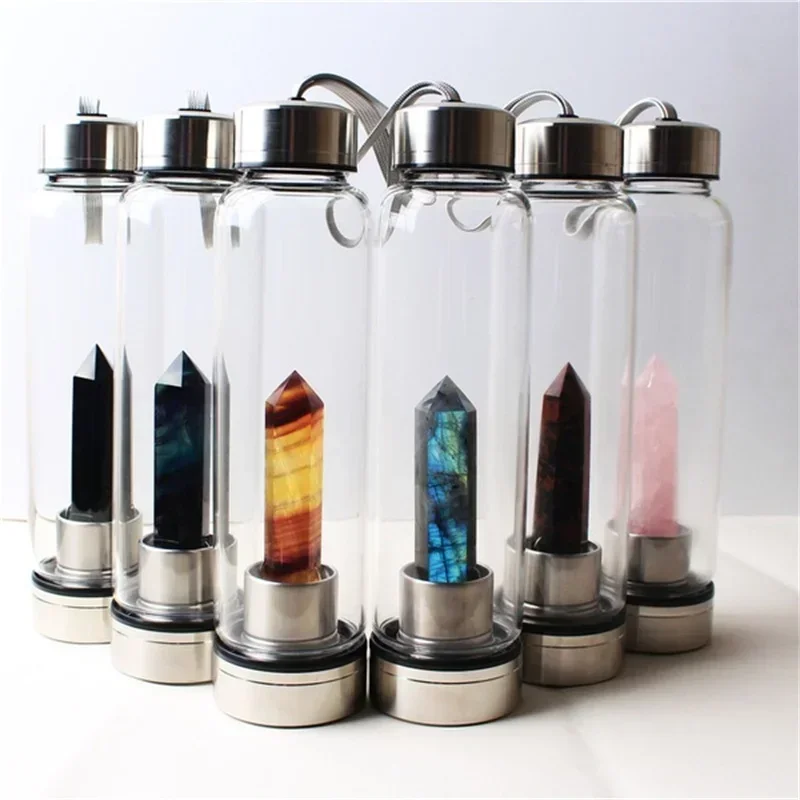 Bottle Healing Home Colors Gem Point Obelisk Elixir Diamond Crystal Wand Quartz Natural Water Stone