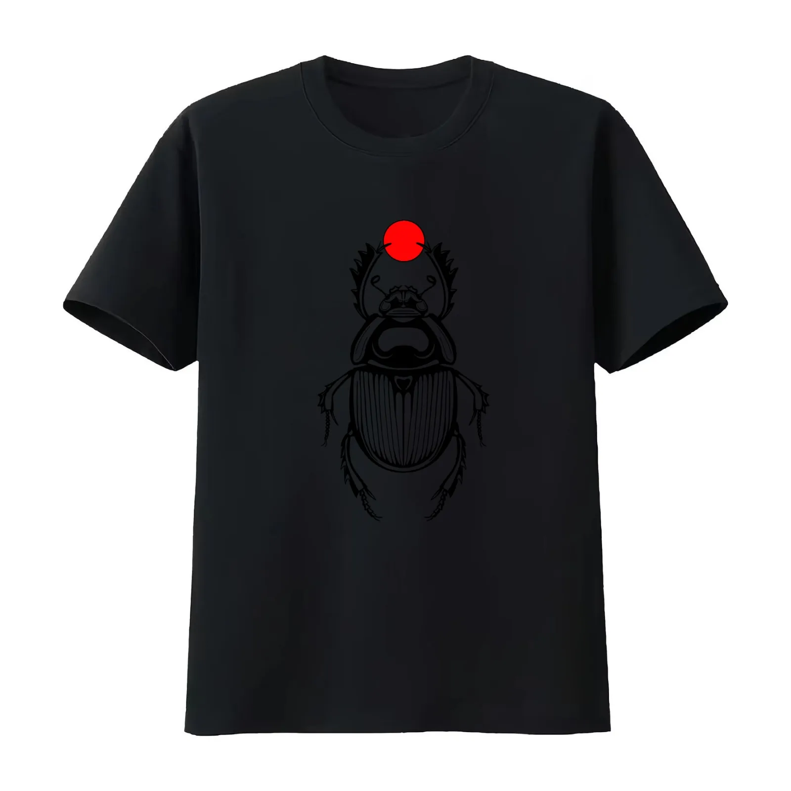 Scarab Beetle Line Drawing T-Shirt Summer Casual Cotton Tee Oversized Streetwear Tops Vintage Graphic Print Unisex Men Women